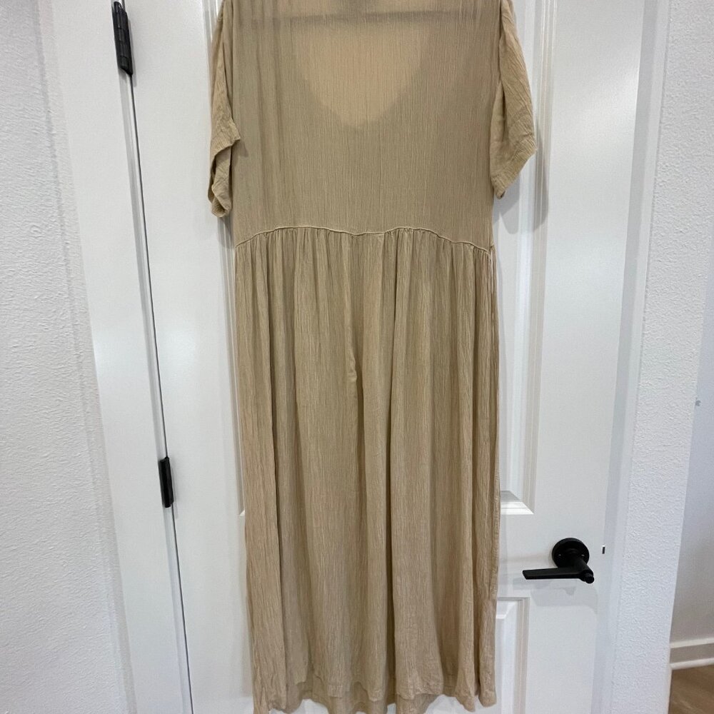 Expressions Tan Boho Maxi Dress Flowy Summer Cottagecore Dress - Size 1X - Picture 3 of 13